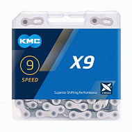 Ланцюг велосипедний KMC X9 з замком, 116 ланок, 9 зірок
